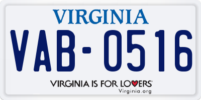 VA license plate VAB0516