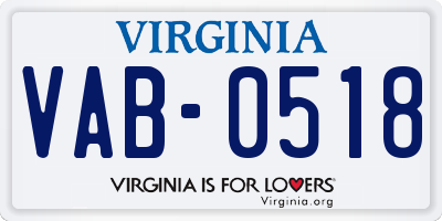 VA license plate VAB0518