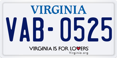 VA license plate VAB0525