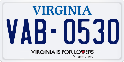 VA license plate VAB0530