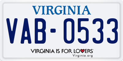 VA license plate VAB0533