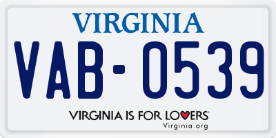 VA license plate VAB0539