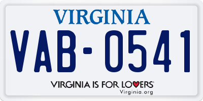 VA license plate VAB0541