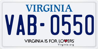 VA license plate VAB0550