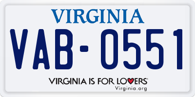 VA license plate VAB0551