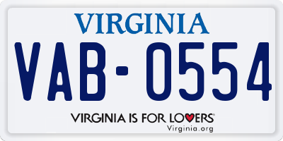 VA license plate VAB0554