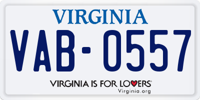 VA license plate VAB0557