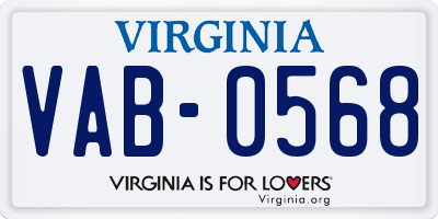 VA license plate VAB0568