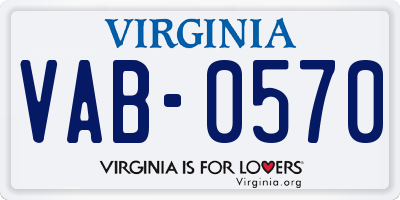 VA license plate VAB0570