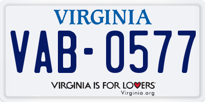 VA license plate VAB0577