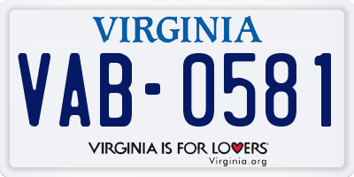 VA license plate VAB0581