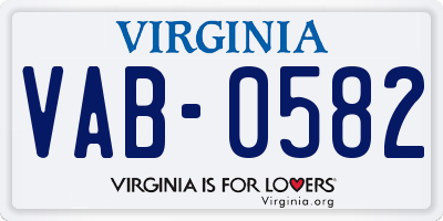 VA license plate VAB0582