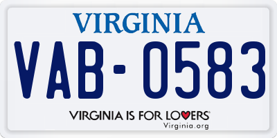 VA license plate VAB0583