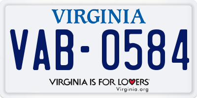 VA license plate VAB0584