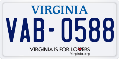 VA license plate VAB0588