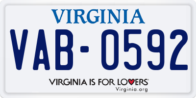 VA license plate VAB0592