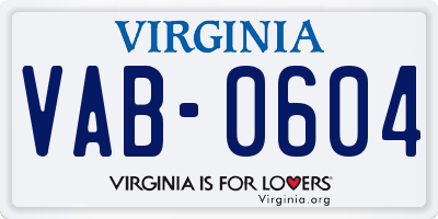 VA license plate VAB0604