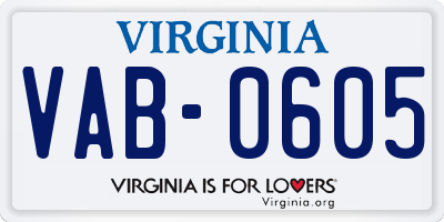 VA license plate VAB0605