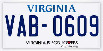 VA license plate VAB0609