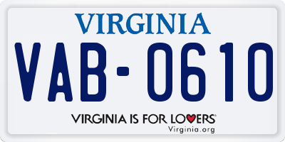 VA license plate VAB0610