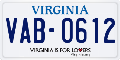 VA license plate VAB0612