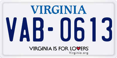 VA license plate VAB0613