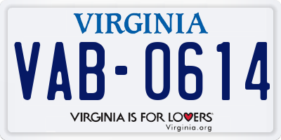 VA license plate VAB0614