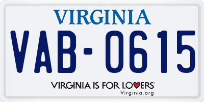 VA license plate VAB0615