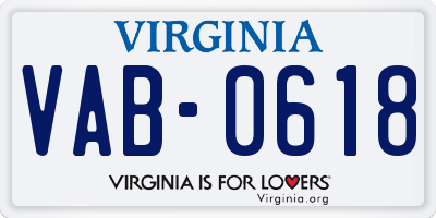 VA license plate VAB0618