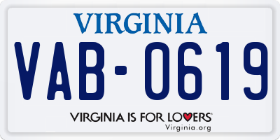 VA license plate VAB0619