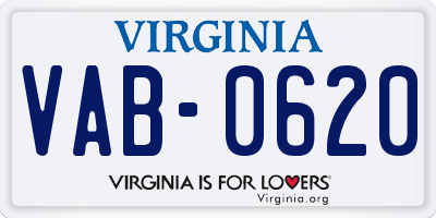 VA license plate VAB0620