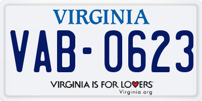 VA license plate VAB0623