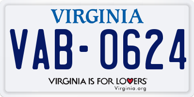 VA license plate VAB0624