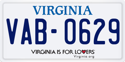 VA license plate VAB0629