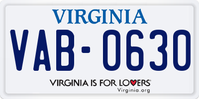 VA license plate VAB0630