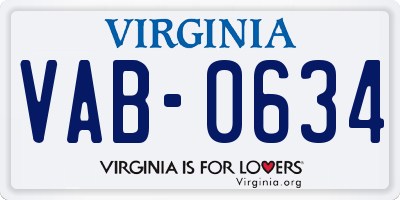 VA license plate VAB0634