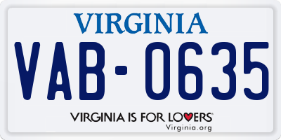 VA license plate VAB0635