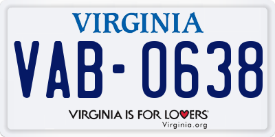 VA license plate VAB0638