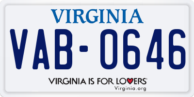 VA license plate VAB0646