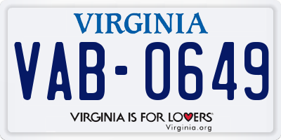 VA license plate VAB0649