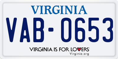 VA license plate VAB0653