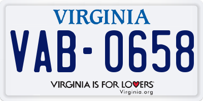 VA license plate VAB0658