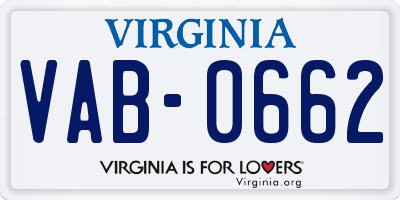 VA license plate VAB0662