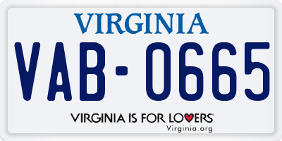 VA license plate VAB0665