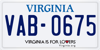 VA license plate VAB0675