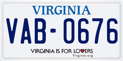 VA license plate VAB0676