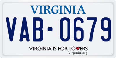 VA license plate VAB0679