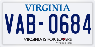 VA license plate VAB0684