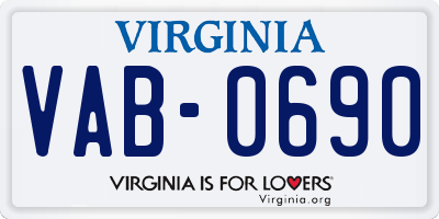 VA license plate VAB0690