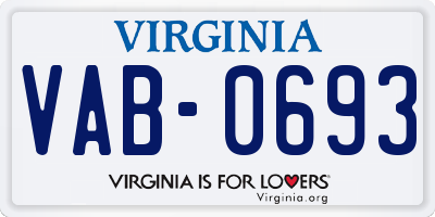 VA license plate VAB0693